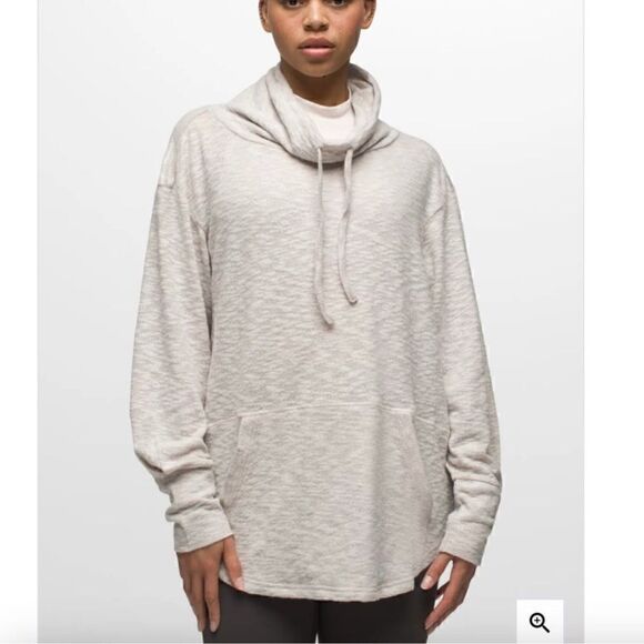 prAna Freida Oatmeal Cowl Neck Pull Over Light Sweater with Pocket Medium - Picture 1 of 5
